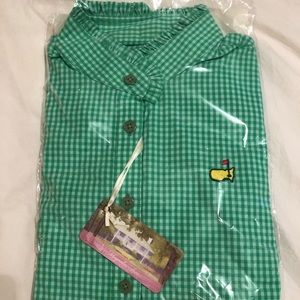 The Masters Womens Green Gingham Shirt, size Small